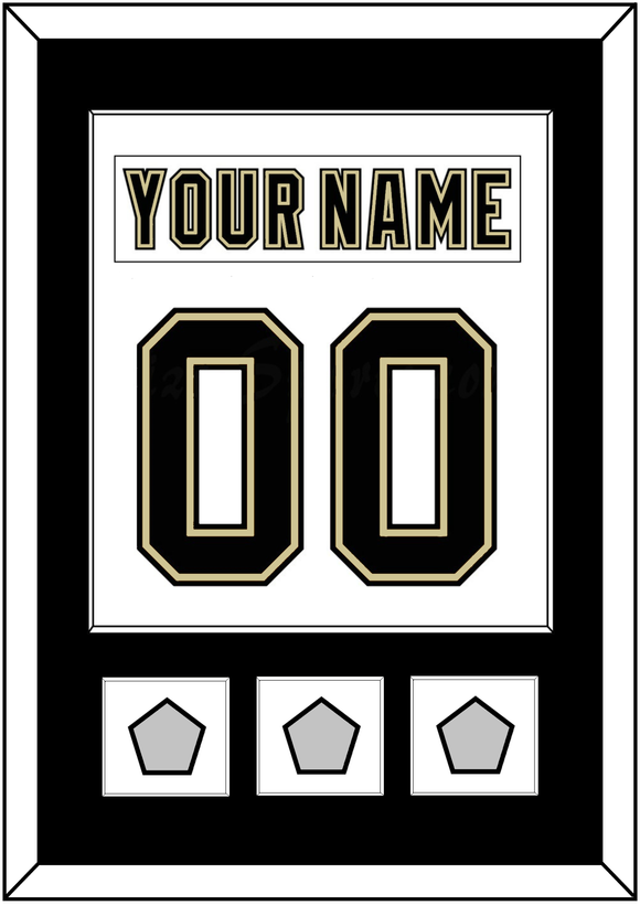 Pittsburgh Nameplate & Number (Back) Combined, With 3 Stanley Cup Finals Patches - Road White (2007-2016) - Single Mat 1