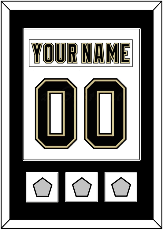 Pittsburgh Nameplate & Number (Back) Combined, With 3 Stanley Cup Champions Patches - Road White (2007-2016) - Essential Tier 1