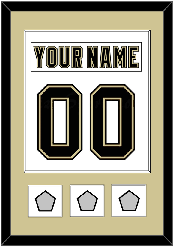 Pittsburgh Nameplate & Number (Back) Combined, With 3 Stanley Cup Finals Patches - Road White (2007-2016) - Single Mat 2