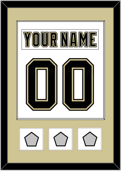 Pittsburgh Nameplate & Number (Back) Combined, With 3 Stanley Cup Champions Patches - Road White (2007-2016) - Essential Tier 2