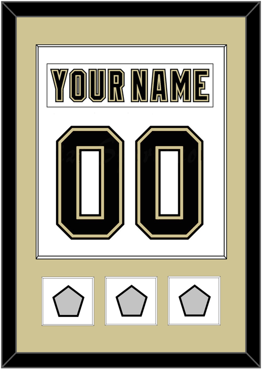 Pittsburgh Nameplate & Number (Back) Combined, With 3 Stanley Cup Champions Patches - Road White (2007-2016) - Essential Tier 2