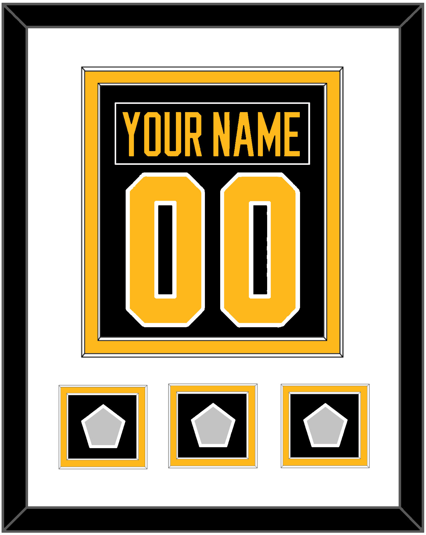 Pittsburgh Nameplate & Number (Back) Combined, With 3 Stanley Cup Finals Patches - Home Black - Signature Tier 1