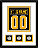 Pittsburgh Nameplate & Number (Back) Combined, With 3 Stanley Cup Champions Patches - Home Black - Double Mat 1
