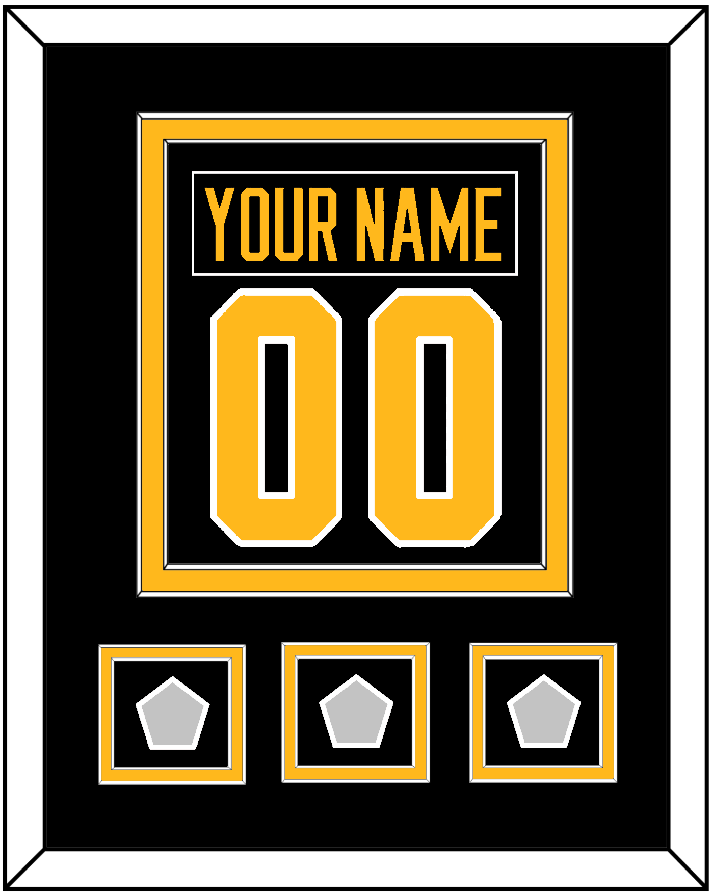 Pittsburgh Nameplate & Number (Back) Combined, With 3 Stanley Cup Finals Patches - Home Black - Signature Tier 2