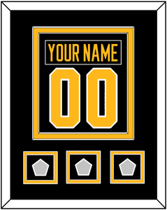 Pittsburgh Nameplate & Number (Back) Combined, With 3 Stanley Cup Finals Patches - Home Black - Double Mat 2