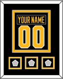 Pittsburgh Nameplate & Number (Back) Combined, With 3 Stanley Cup Champions Patches - Home Black - Double Mat 2