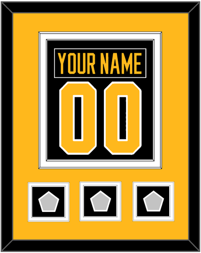 Pittsburgh Nameplate & Number (Back) Combined, With 3 Stanley Cup Finals Patches - Home Black - Signature Tier 3