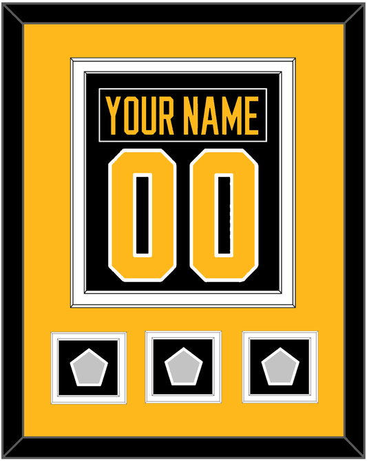 Pittsburgh Nameplate & Number (Back) Combined, With 3 Stanley Cup Finals Patches - Home Black - Signature Tier 3
