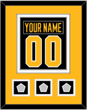 Pittsburgh Nameplate & Number (Back) Combined, With 3 Stanley Cup Champions Patches - Home Black - Double Mat 3