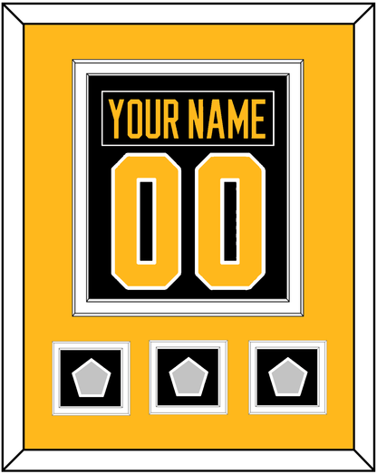 Pittsburgh Nameplate & Number (Back) Combined, With 3 Stanley Cup Finals Patches - Home Black - Signature Tier 3