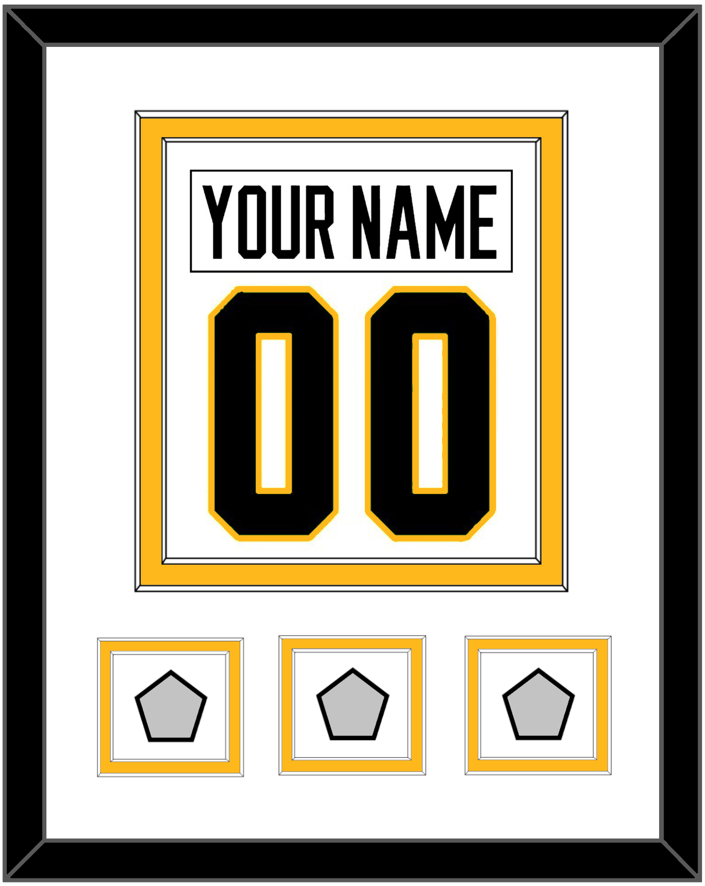 Pittsburgh Nameplate & Number (Back) Combined, With 3 Stanley Cup Finals Patches - Road White - Signature Tier 1