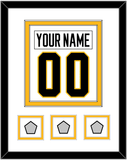 Pittsburgh Nameplate & Number (Back) Combined, With 3 Stanley Cup Finals Patches - Road White - Signature Tier 1