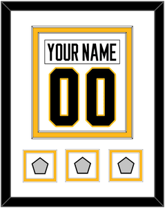 Pittsburgh Nameplate & Number (Back) Combined, With 3 Stanley Cup Finals Patches - Road White - Double Mat 1