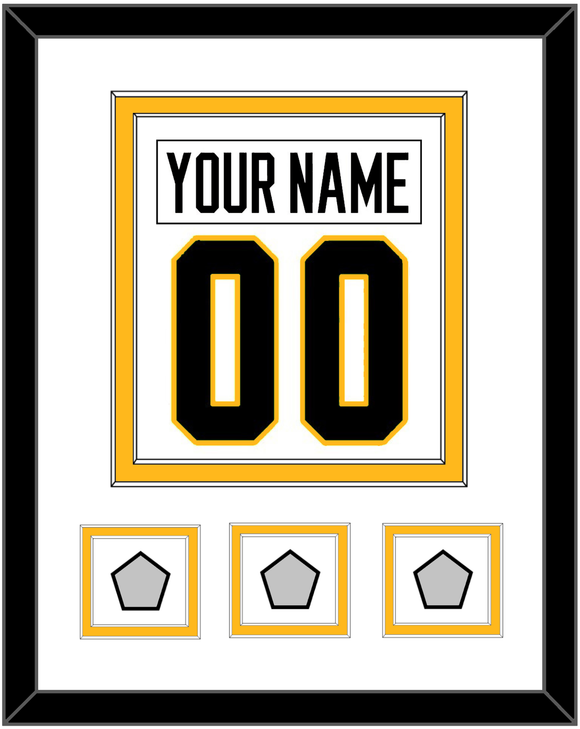 Pittsburgh Nameplate & Number (Back) Combined, With 3 Stanley Cup Finals Patches - Road White - Double Mat 1