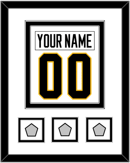 Pittsburgh Nameplate & Number (Back) Combined, With 3 Stanley Cup Champions Patches - Road White - Signature Tier 2