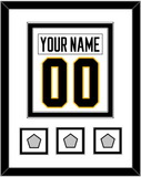 Pittsburgh Nameplate & Number (Back) Combined, With 3 Stanley Cup Champions Patches - Road White - Double Mat 2