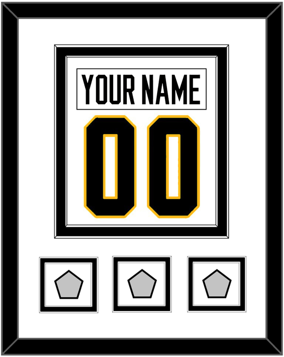 Pittsburgh Nameplate & Number (Back) Combined, With 3 Stanley Cup Finals Patches - Road White - Double Mat 2