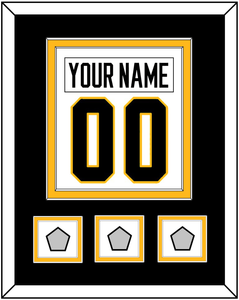 Pittsburgh Nameplate & Number (Back) Combined, With 3 Stanley Cup Finals Patches - Road White - Double Mat 3