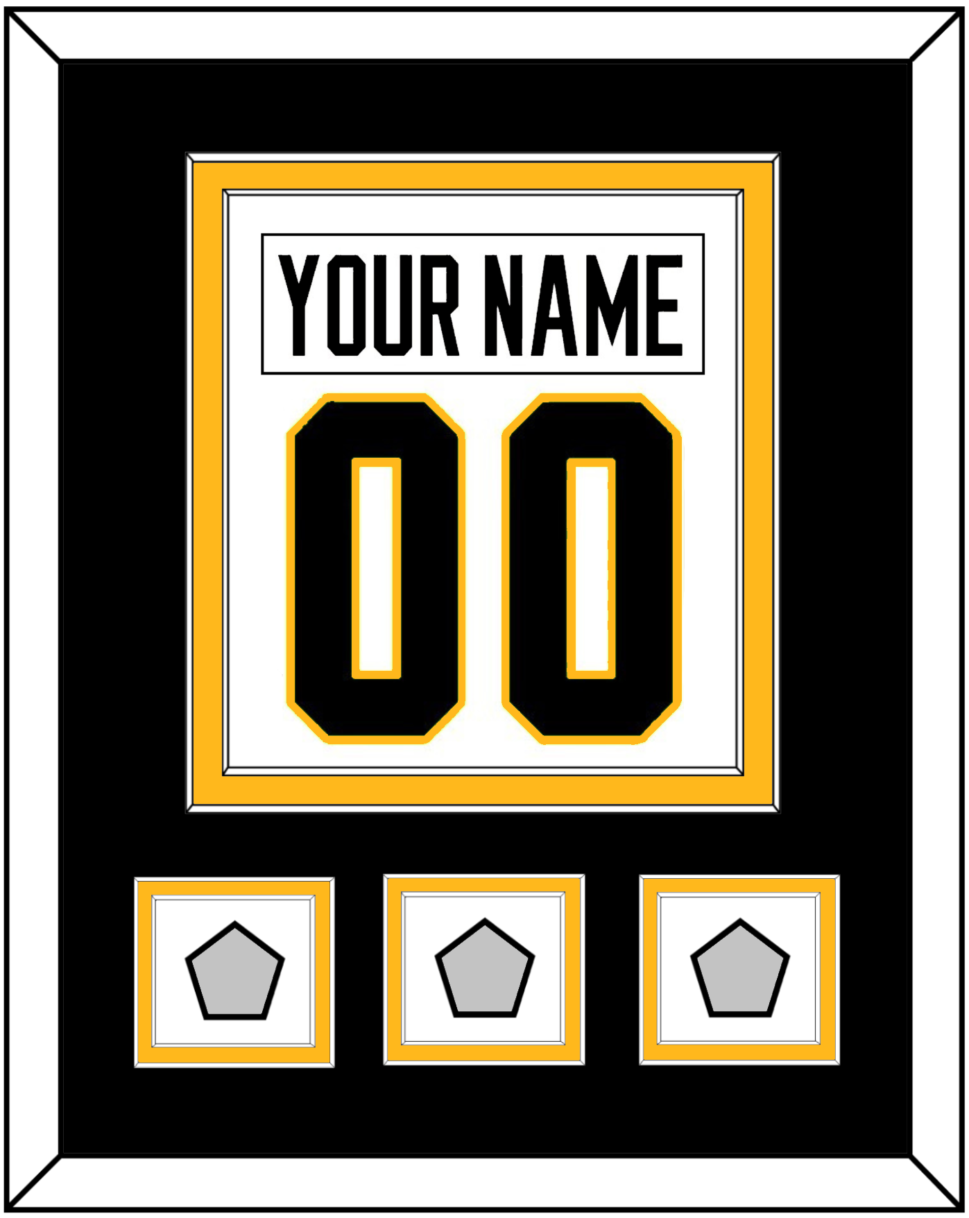 Pittsburgh Nameplate & Number (Back) Combined, With 3 Stanley Cup Champions Patches - Road White - Signature Tier 3