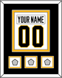 Pittsburgh Nameplate & Number (Back) Combined, With 3 Stanley Cup Champions Patches - Road White - Double Mat 3