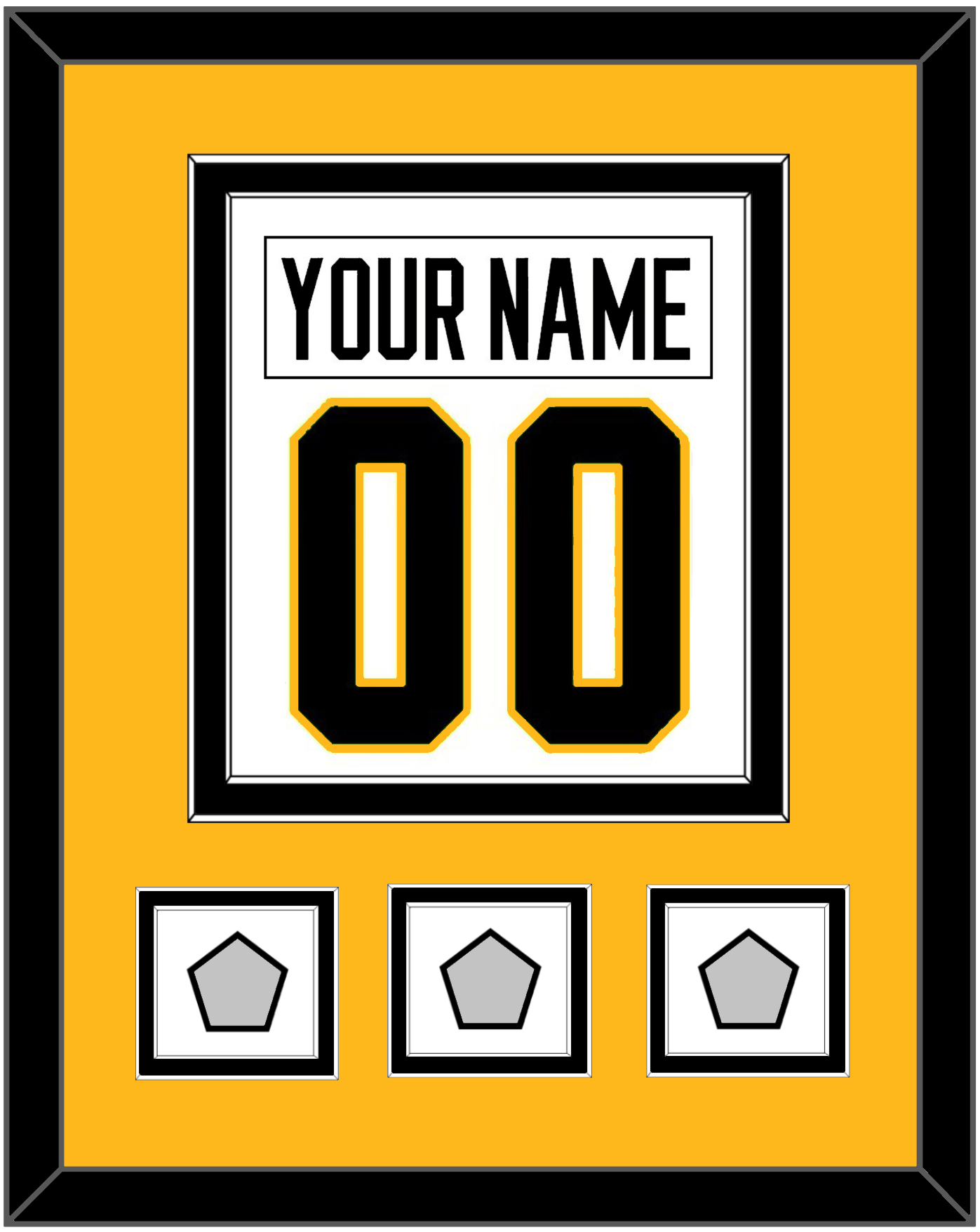 Pittsburgh Nameplate & Number (Back) Combined, With 3 Stanley Cup Champions Patches - Road White - Signature Tier 4