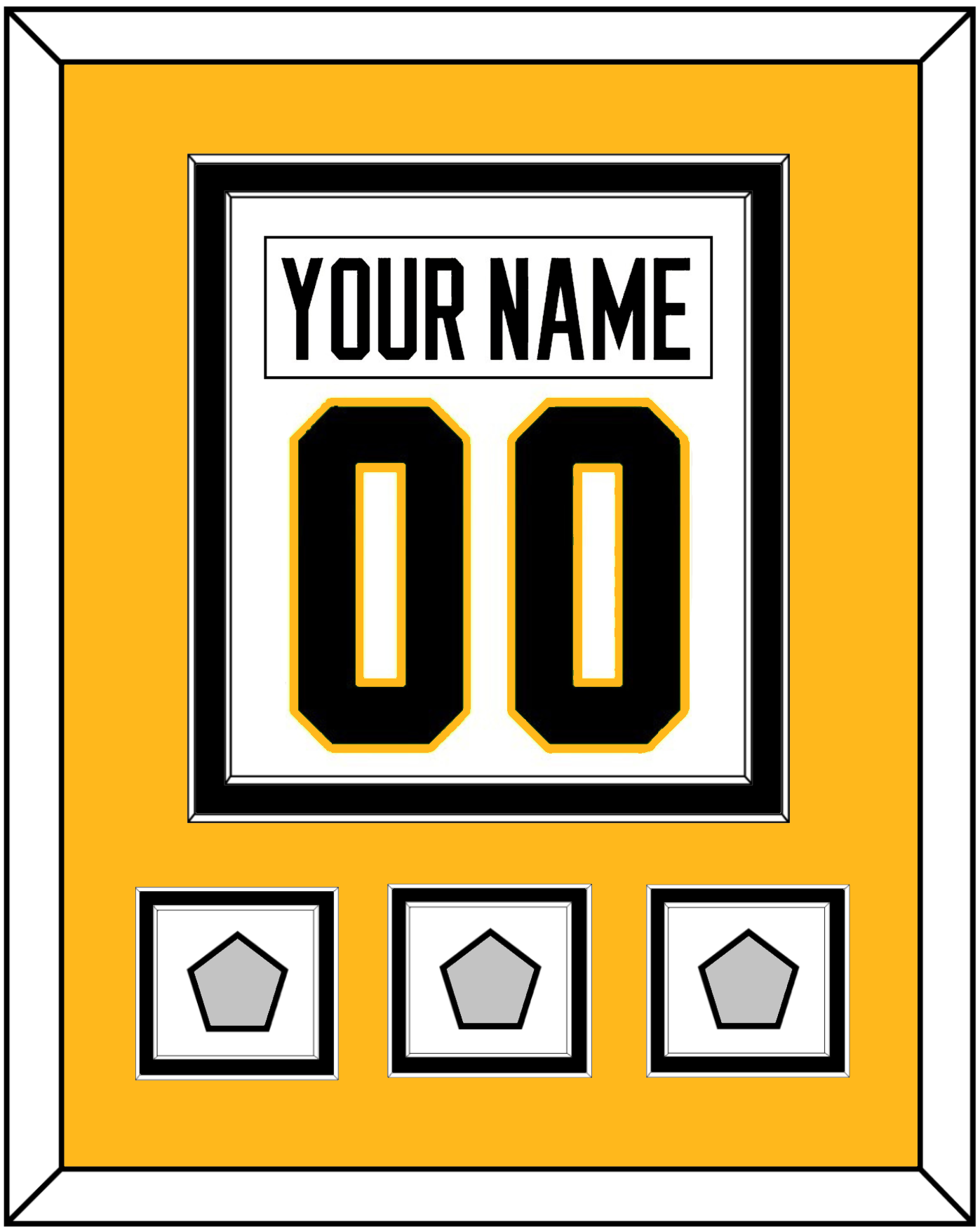 Pittsburgh Nameplate & Number (Back) Combined, With 3 Stanley Cup Finals Patches - Road White - Signature Tier 4