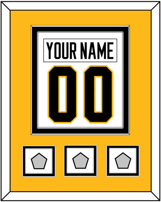 Pittsburgh Nameplate & Number (Back) Combined, With 3 Stanley Cup Finals Patches - Road White - Signature Tier 4