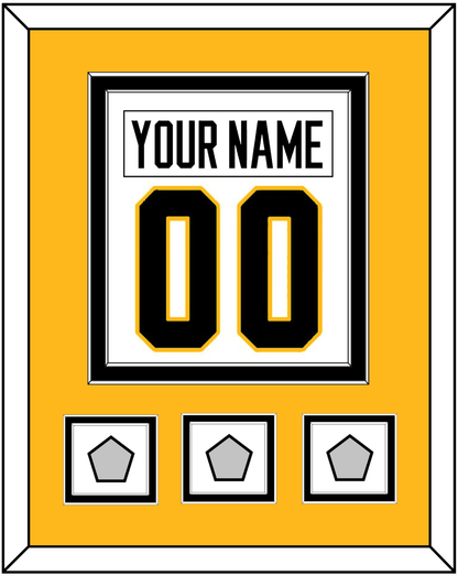 Pittsburgh Nameplate & Number (Back) Combined, With 3 Stanley Cup Champions Patches - Road White - Signature Tier 4