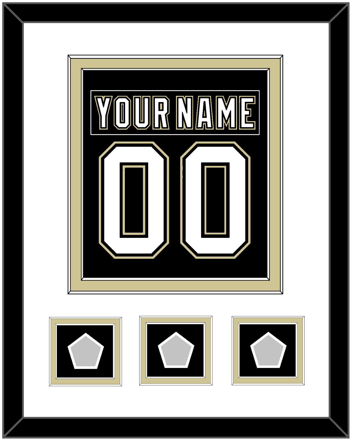Pittsburgh Nameplate & Number (Back) Combined, With 3 Stanley Cup Finals Patches - Home Black (2007-2016) - Signature Tier 1