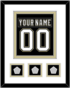 Pittsburgh Nameplate & Number (Back) Combined, With 3 Stanley Cup Finals Patches - Home Black (2007-2016) - Double Mat 1