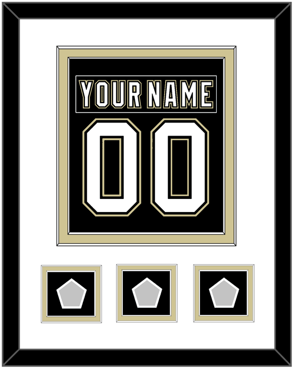 Pittsburgh Nameplate & Number (Back) Combined, With 3 Stanley Cup Finals Patches - Home Black (2007-2016) - Double Mat 1