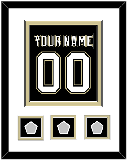 Pittsburgh Nameplate & Number (Back) Combined, With 3 Stanley Cup Champions Patches - Home Black (2007-2016) - Signature Tier 1