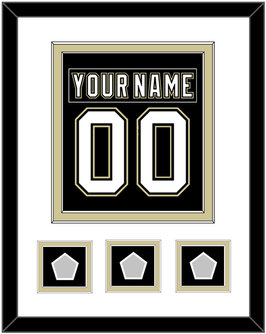 Pittsburgh Nameplate & Number (Back) Combined, With 3 Stanley Cup Champions Patches - Home Black (2007-2016) - Signature Tier 1