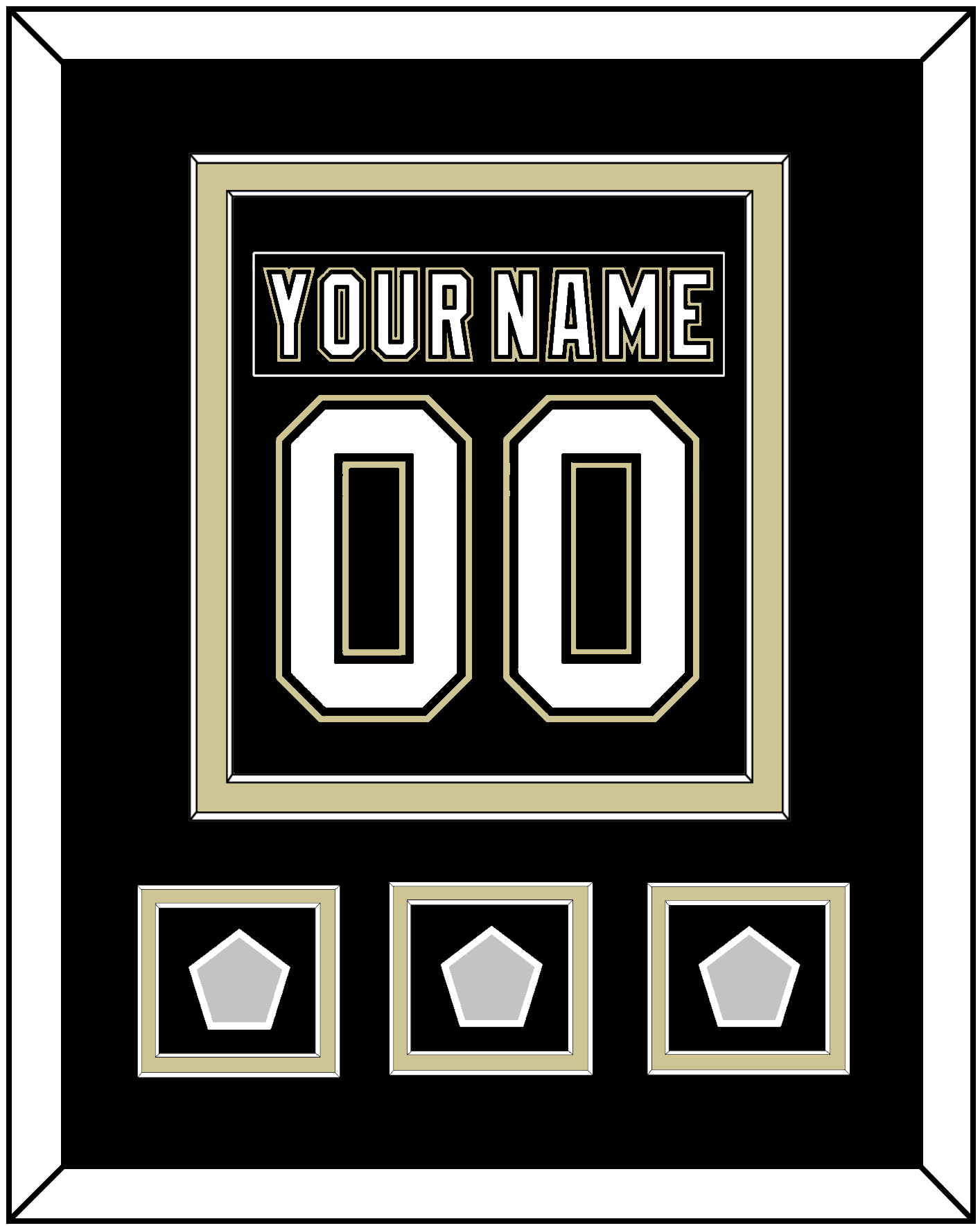 Pittsburgh Nameplate & Number (Back) Combined, With 3 Stanley Cup Finals Patches - Home Black (2007-2016) - Signature Tier 2