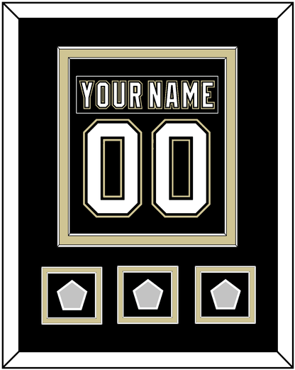 Pittsburgh Nameplate & Number (Back) Combined, With 3 Stanley Cup Champions Patches - Home Black (2007-2016) - Signature Tier 2