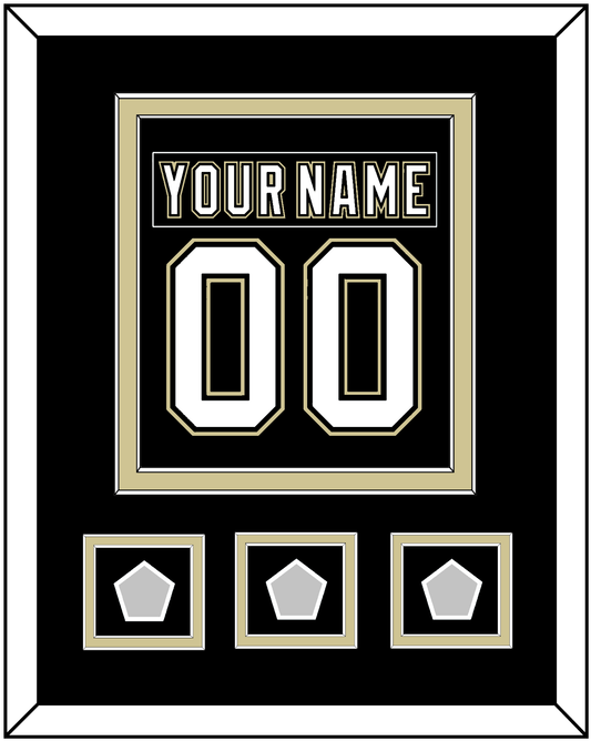 Pittsburgh Nameplate & Number (Back) Combined, With 3 Stanley Cup Champions Patches - Home Black (2007-2016) - Signature Tier 2