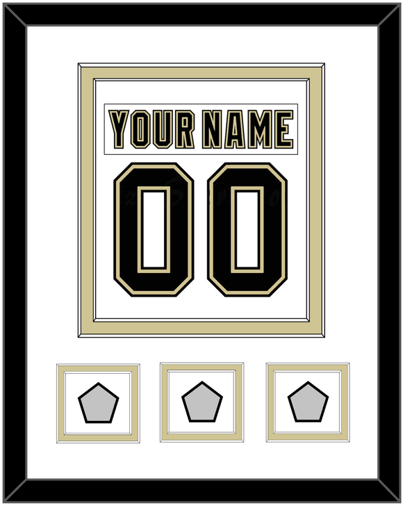 Pittsburgh Nameplate & Number (Back) Combined, With 3 Stanley Cup Finals Patches - Road White (2007-2016) - Double Mat 1