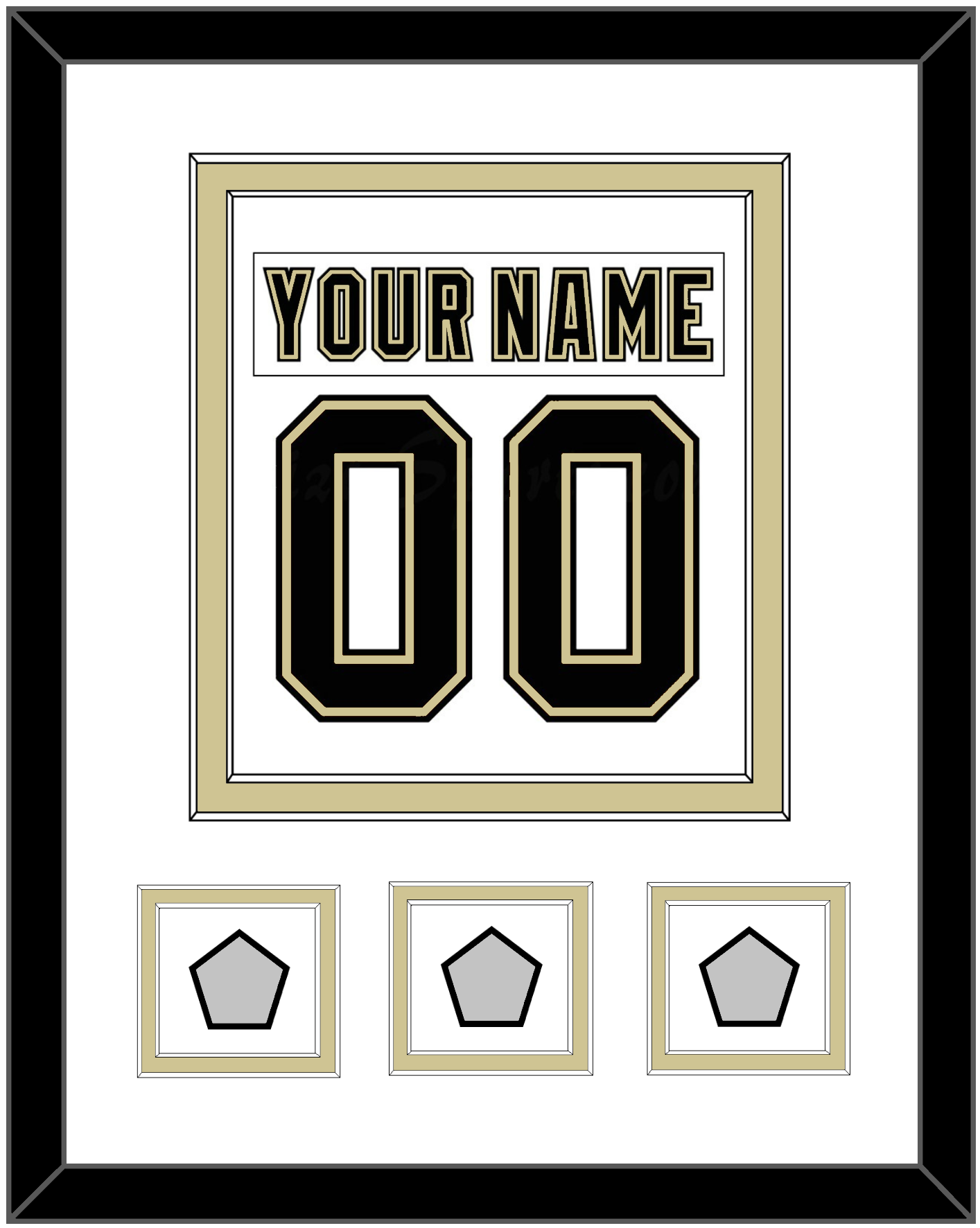 Pittsburgh Nameplate & Number (Back) Combined, With 3 Stanley Cup Champions Patches - Road White (2007-2016) - Signature Tier 1