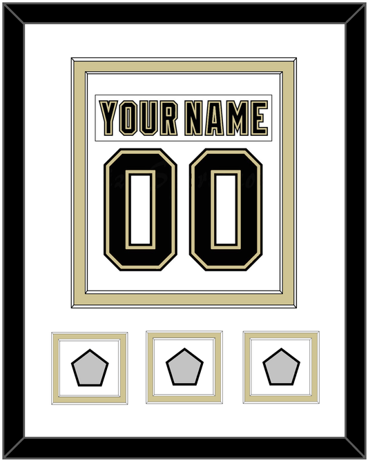 Pittsburgh Nameplate & Number (Back) Combined, With 3 Stanley Cup Champions Patches - Road White (2007-2016) - Signature Tier 1