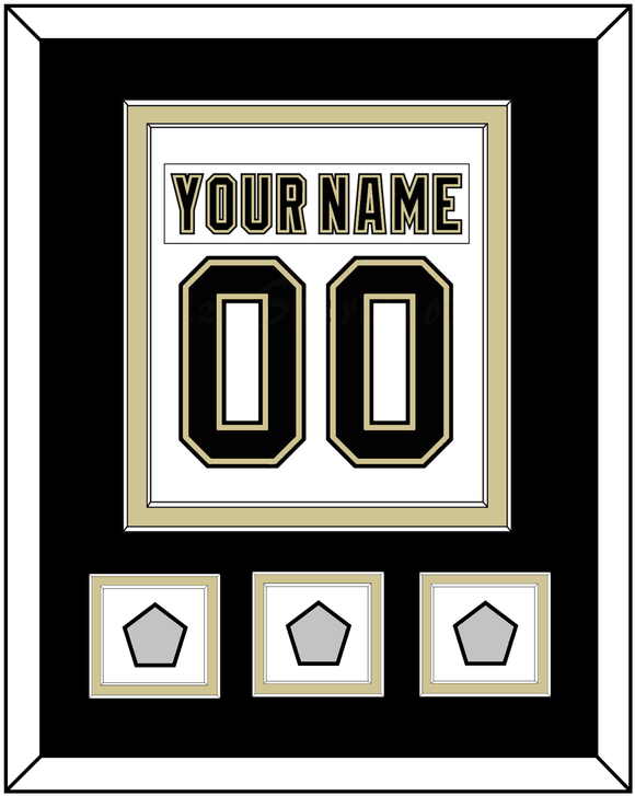 Pittsburgh Nameplate & Number (Back) Combined, With 3 Stanley Cup Finals Patches - Road White (2007-2016) - Double Mat 2