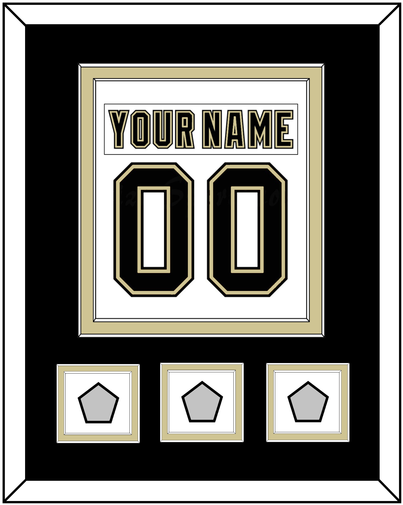 Pittsburgh Nameplate & Number (Back) Combined, With 3 Stanley Cup Champions Patches - Road White (2007-2016) - Signature Tier 2