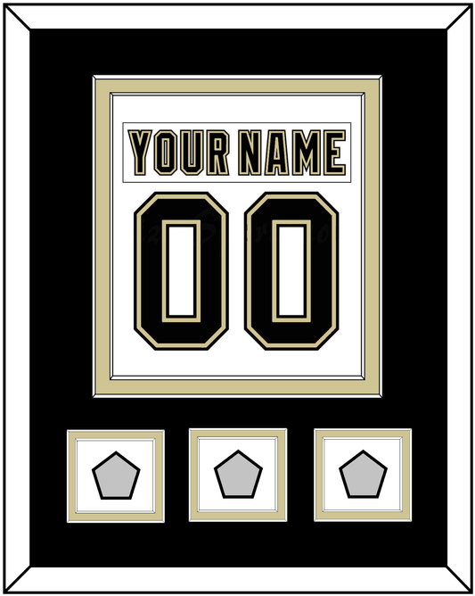 Pittsburgh Nameplate & Number (Back) Combined, With 3 Stanley Cup Champions Patches - Road White (2007-2016) - Signature Tier 2