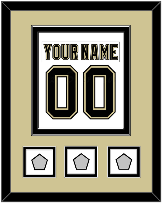 Pittsburgh Nameplate & Number (Back) Combined, With 3 Stanley Cup Champions Patches - Road White (2007-2016) - Signature Tier 3