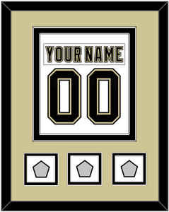 Pittsburgh Nameplate & Number (Back) Combined, With 3 Stanley Cup Champions Patches - Road White (2007-2016) - Double Mat 3