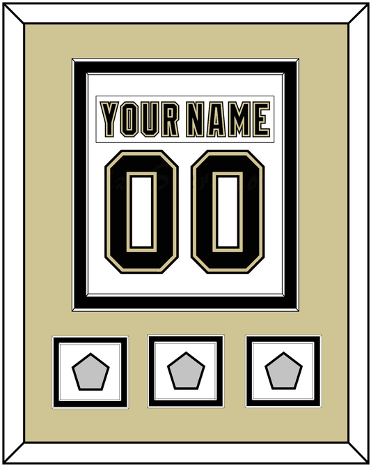 Pittsburgh Nameplate & Number (Back) Combined, With 3 Stanley Cup Champions Patches - Road White (2007-2016) - Signature Tier 3