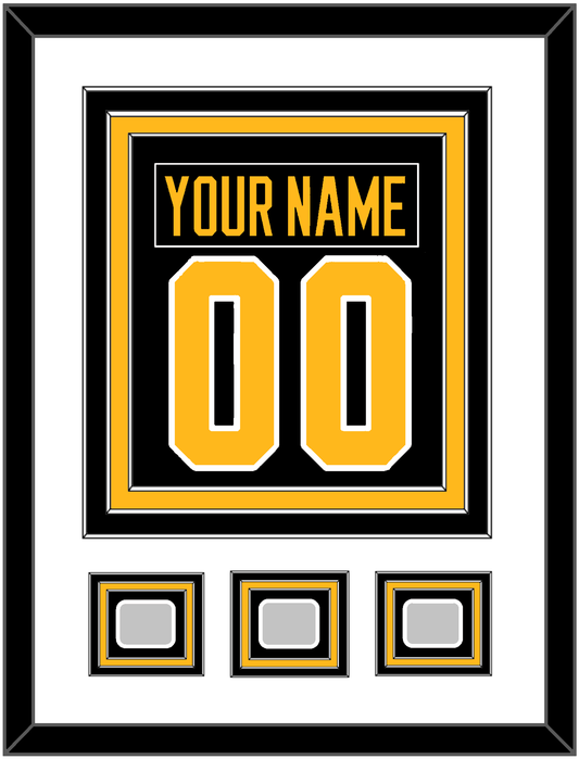 Pittsburgh Nameplate & Number (Back) Combined, With 3 Stanley Cup Finals Patches - Home Black - Premier Tier 1