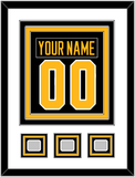 Pittsburgh Nameplate & Number (Back) Combined, With 3 Stanley Cup Champions Patches - Home Black - Triple Mat 1