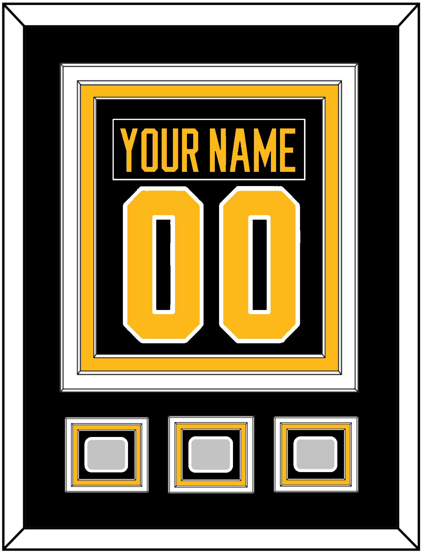 Pittsburgh Nameplate & Number (Back) Combined, With 3 Stanley Cup Finals Patches - Home Black - Premier Tier 2