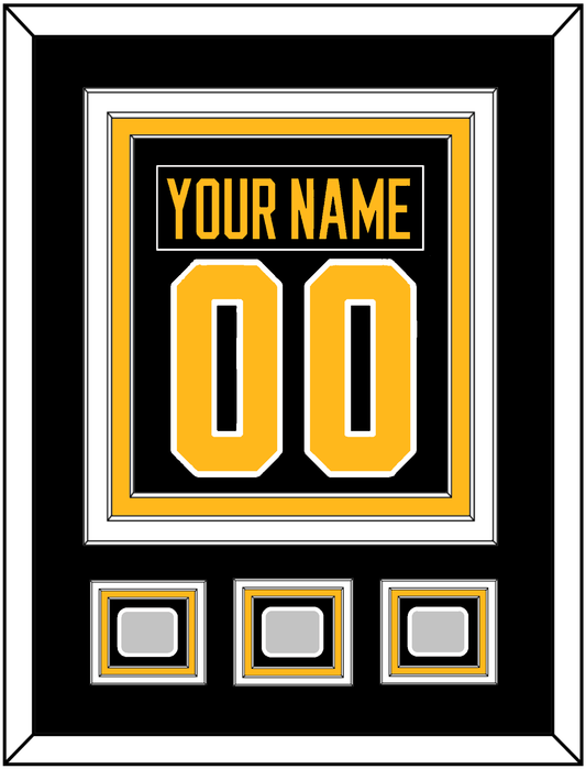 Pittsburgh Nameplate & Number (Back) Combined, With 3 Stanley Cup Finals Patches - Home Black - Premier Tier 2