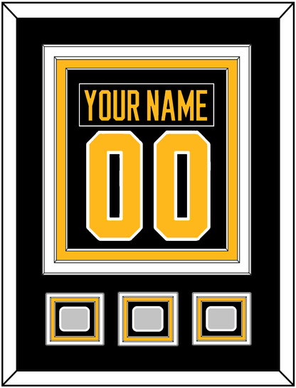 Pittsburgh Nameplate & Number (Back) Combined, With 3 Stanley Cup Champions Patches - Home Black - Premier Tier 2